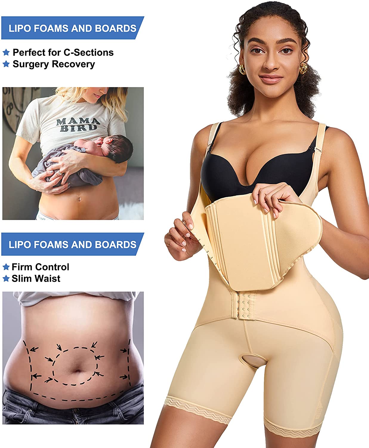 Gotoly Abdominal Compression Board Belly Flattening AB Board Lipo Foams Post  Surgery Liposuction Tummy Tuck(Beige) 